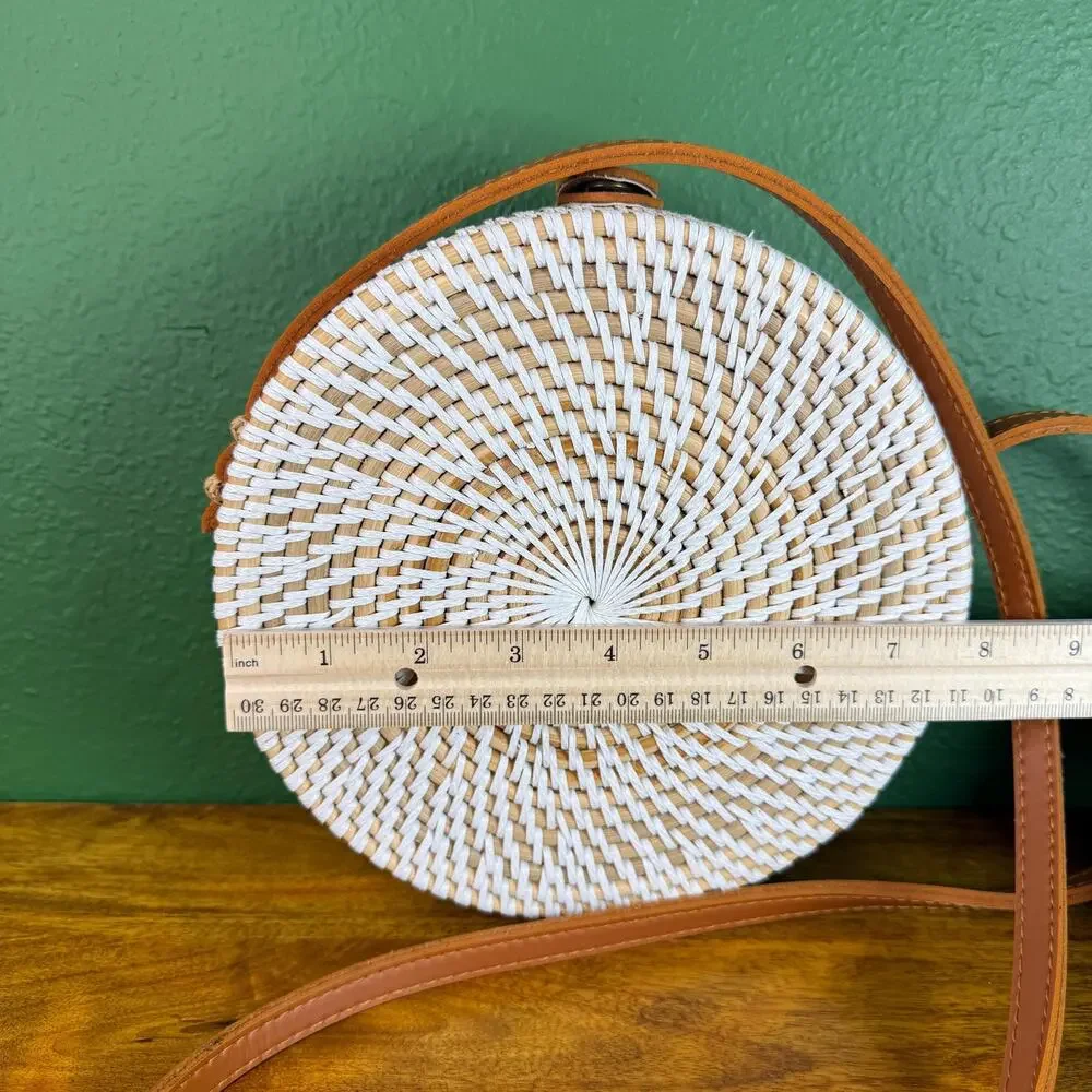 Vintage Round Rattan Bag Bali Boho Crossbody